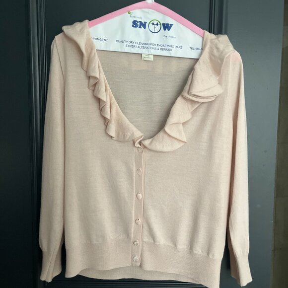 J. Crew Merino wool button up cardigan with frilly, dainty collar. Size M/M. - Picture 4 of 6